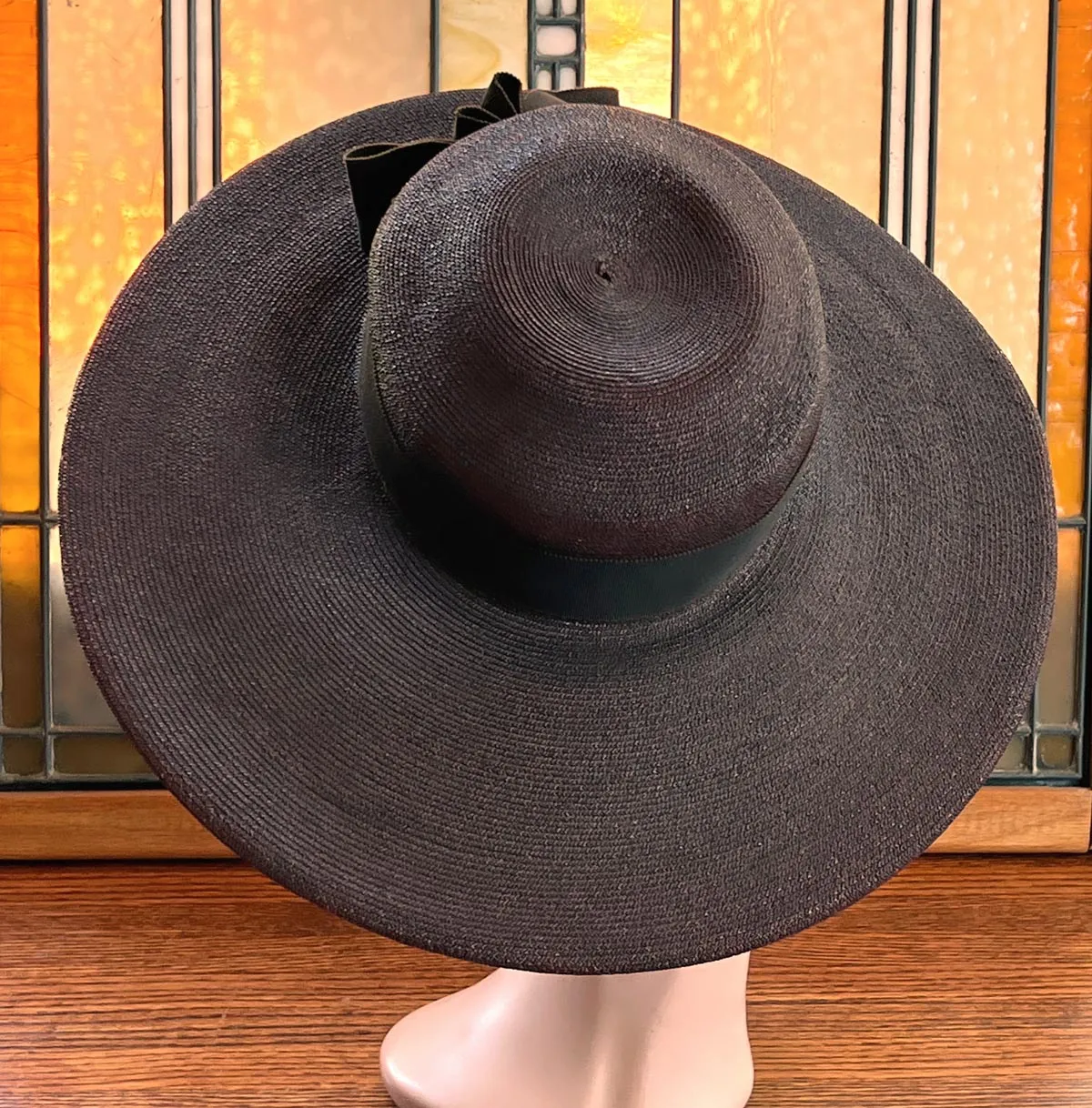 40s Vintage Platter Hat Brown Women's Wide Brim Sunnyland VFG New York Creation