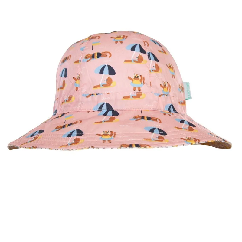 Acorn - Beach Cats Wide Brim Sunhat - Pink & Multi