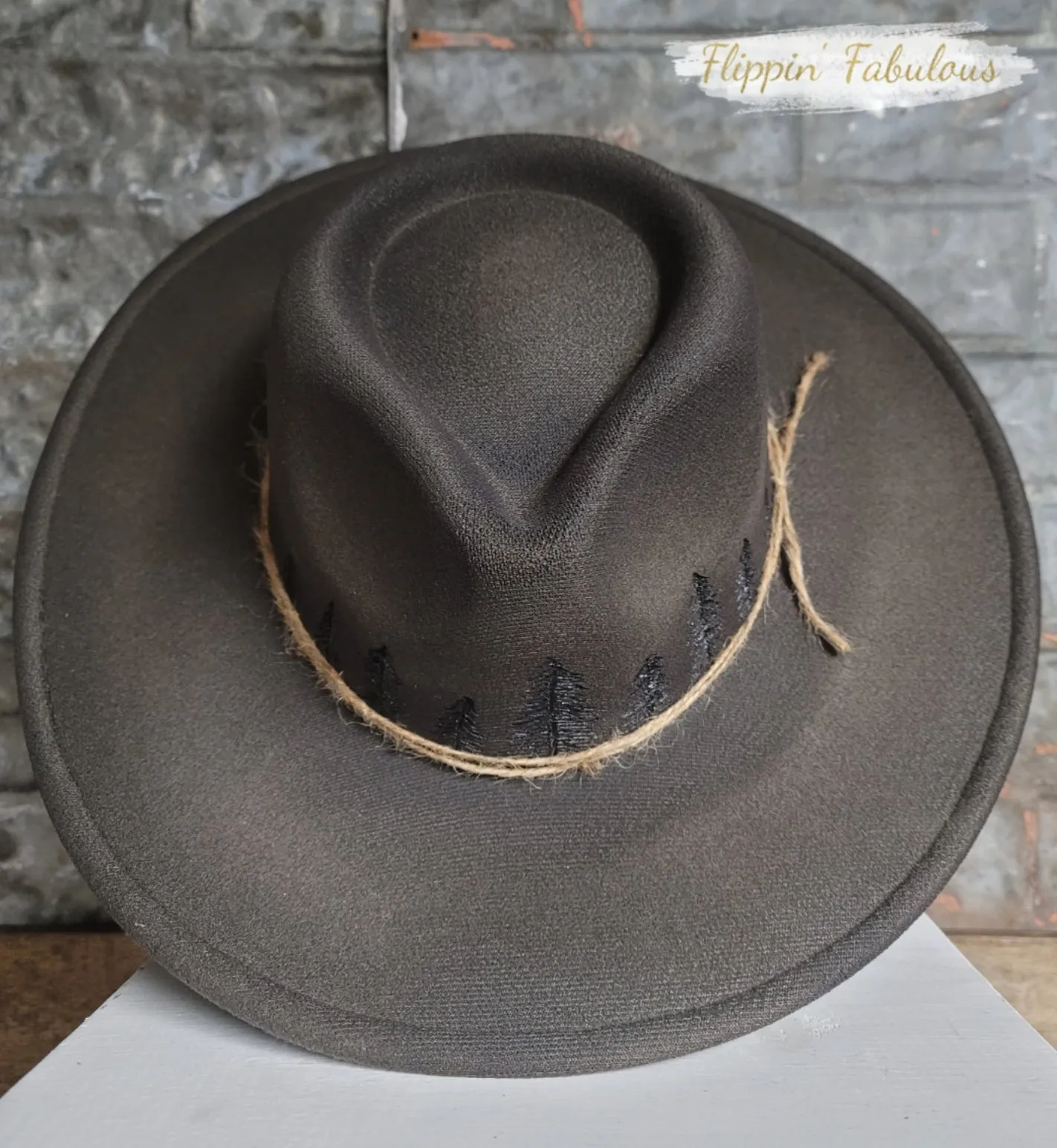 Alpine Hand Burned Wide Brim Hat