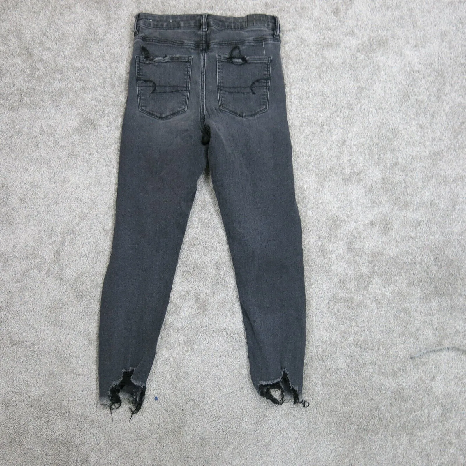 American Eagle Womens Distressed Skinny Leg Capri Jeans Mid Rise Black Size 8