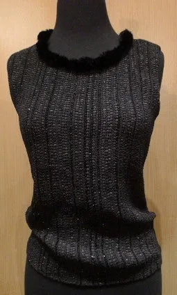 Armand Diradourian Beaded and Sequined Cashmere Sleeveless Sweater