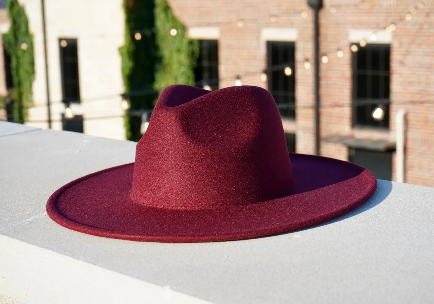 Atlanta Wide Brim Fedora - Burgundy