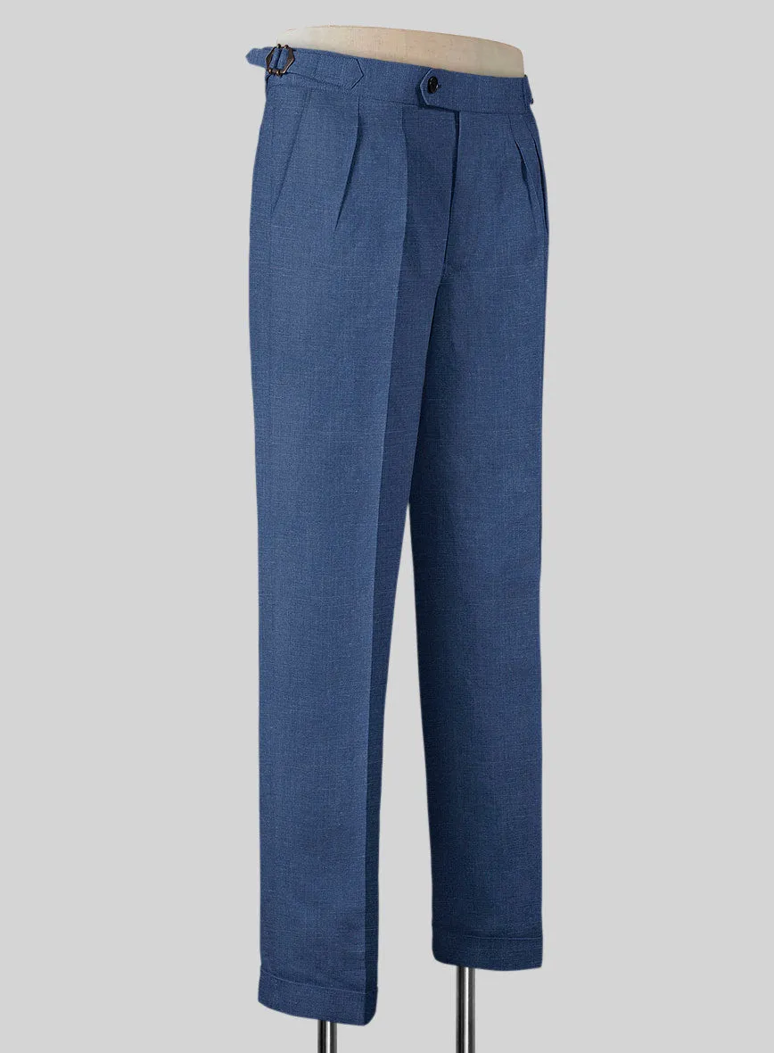 Azure Blue Linen Highland Trousers