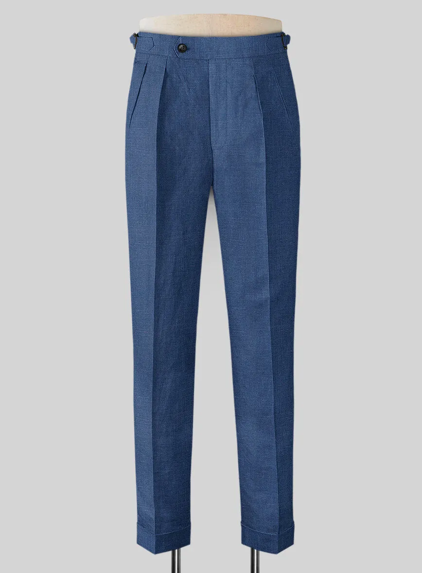 Azure Blue Linen Highland Trousers