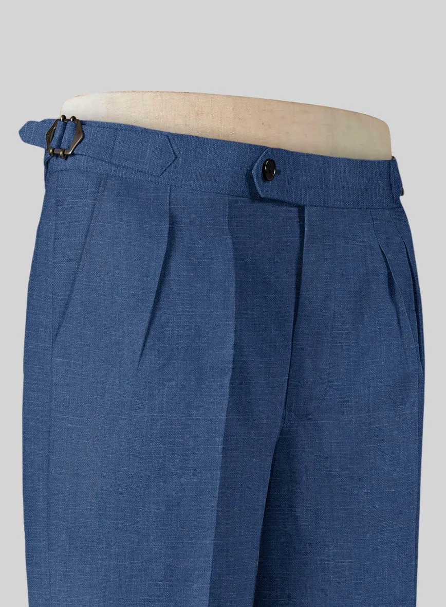 Azure Blue Linen Highland Trousers