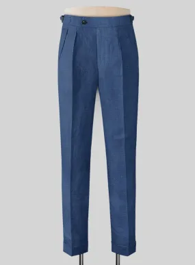 Azure Blue Linen Highland Trousers