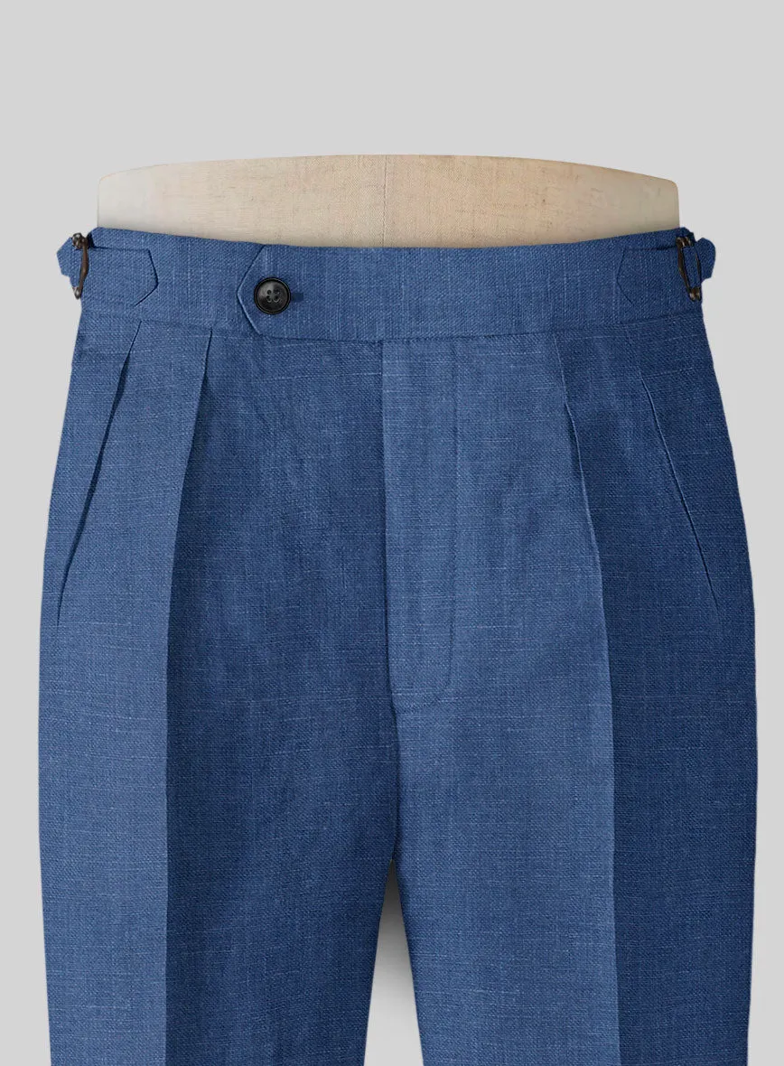 Azure Blue Linen Highland Trousers