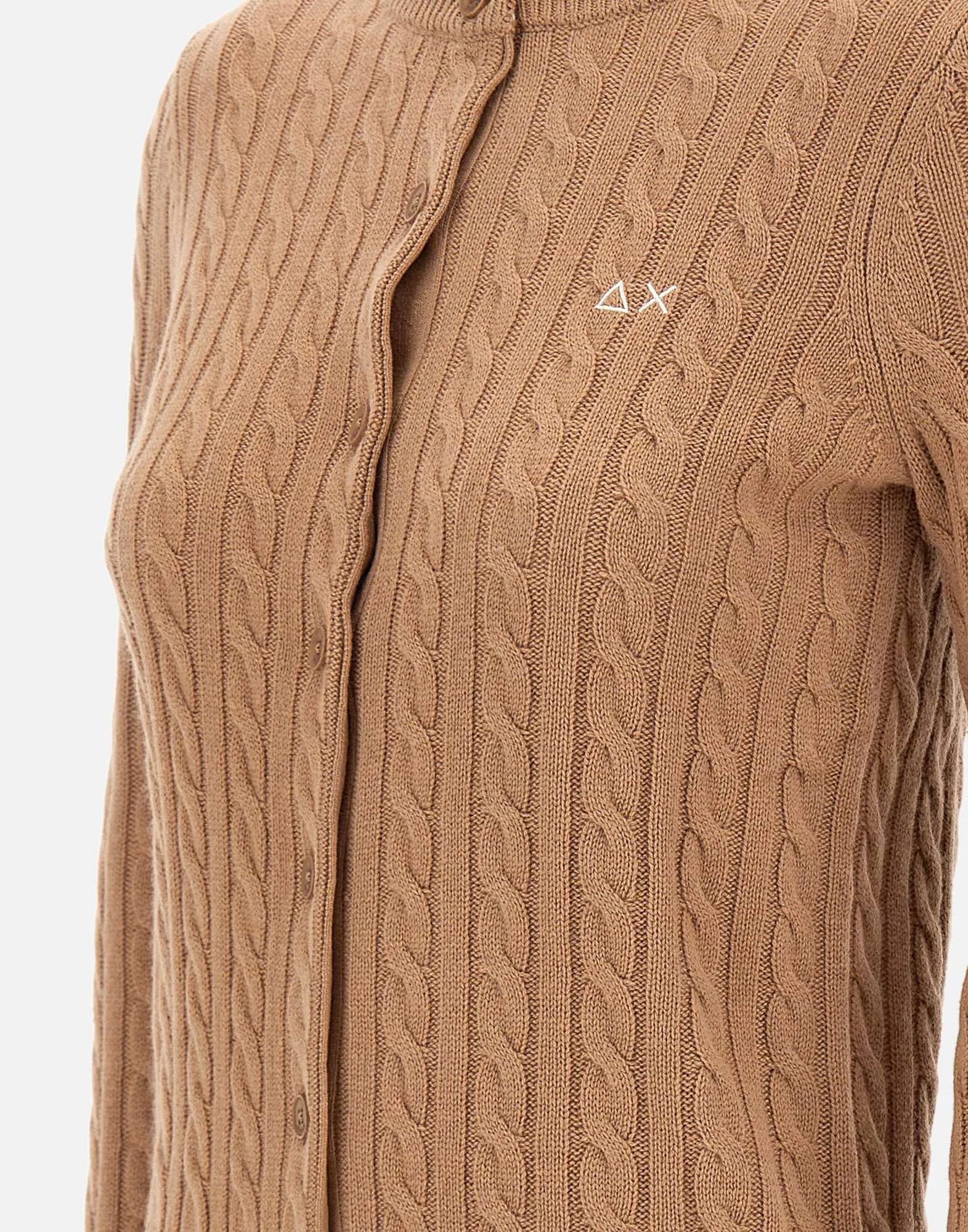 Beige Cable-Knit Cardigan for Women