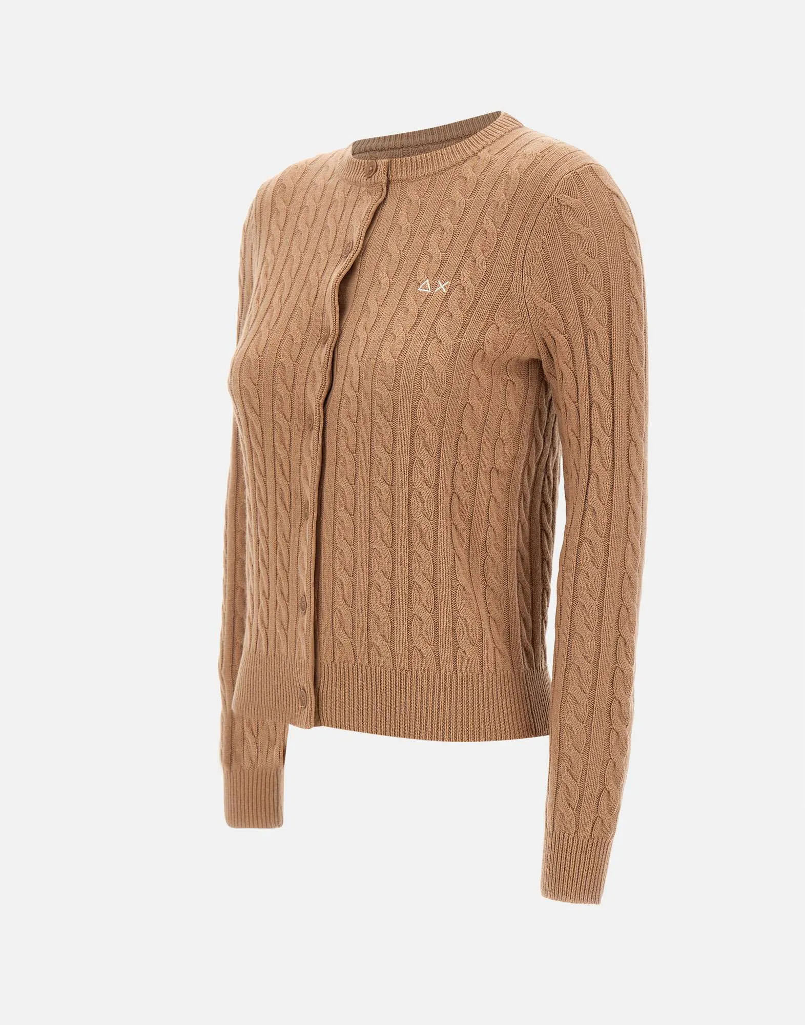 Beige Cable-Knit Cardigan for Women