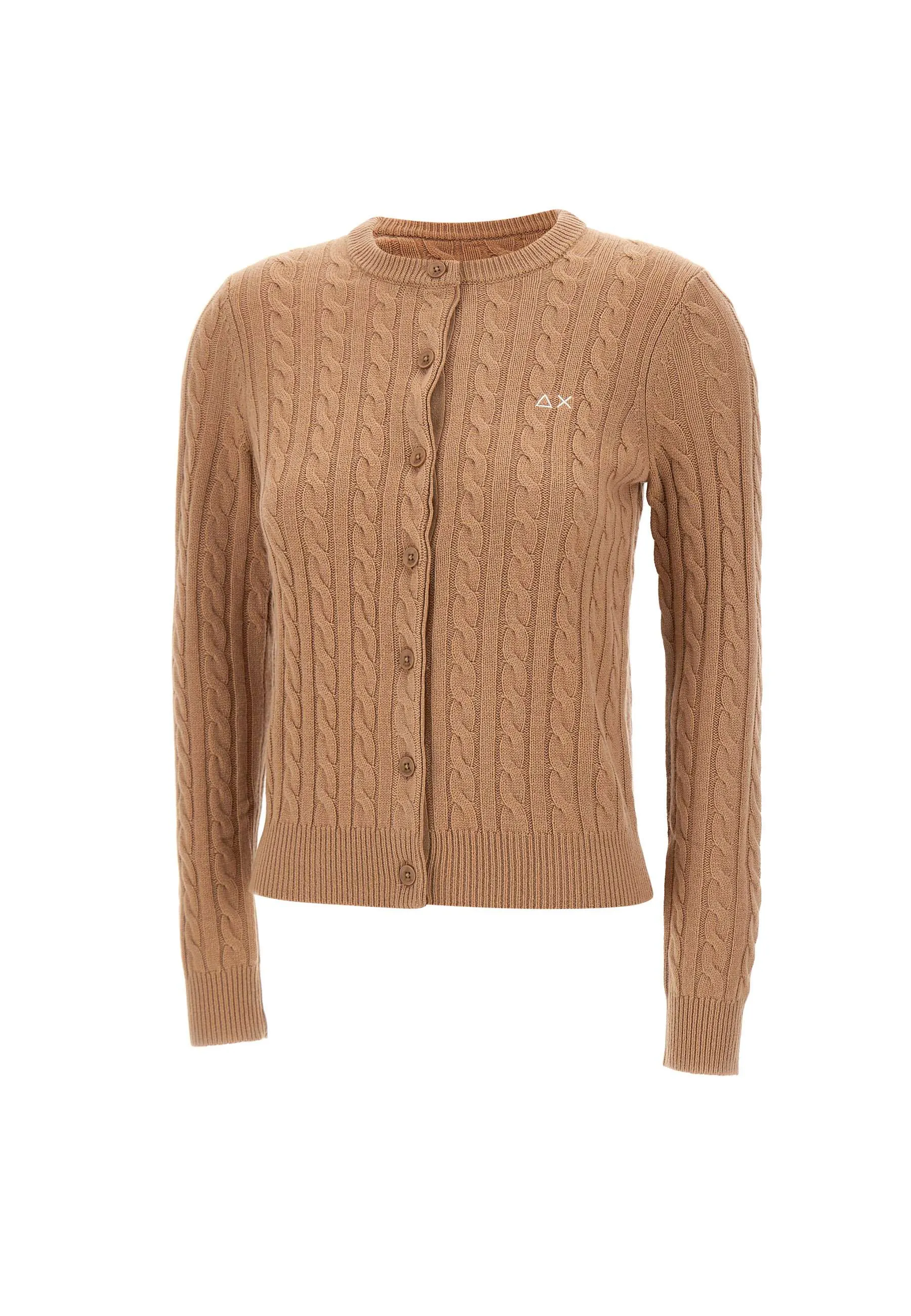 Beige Cable-Knit Cardigan for Women