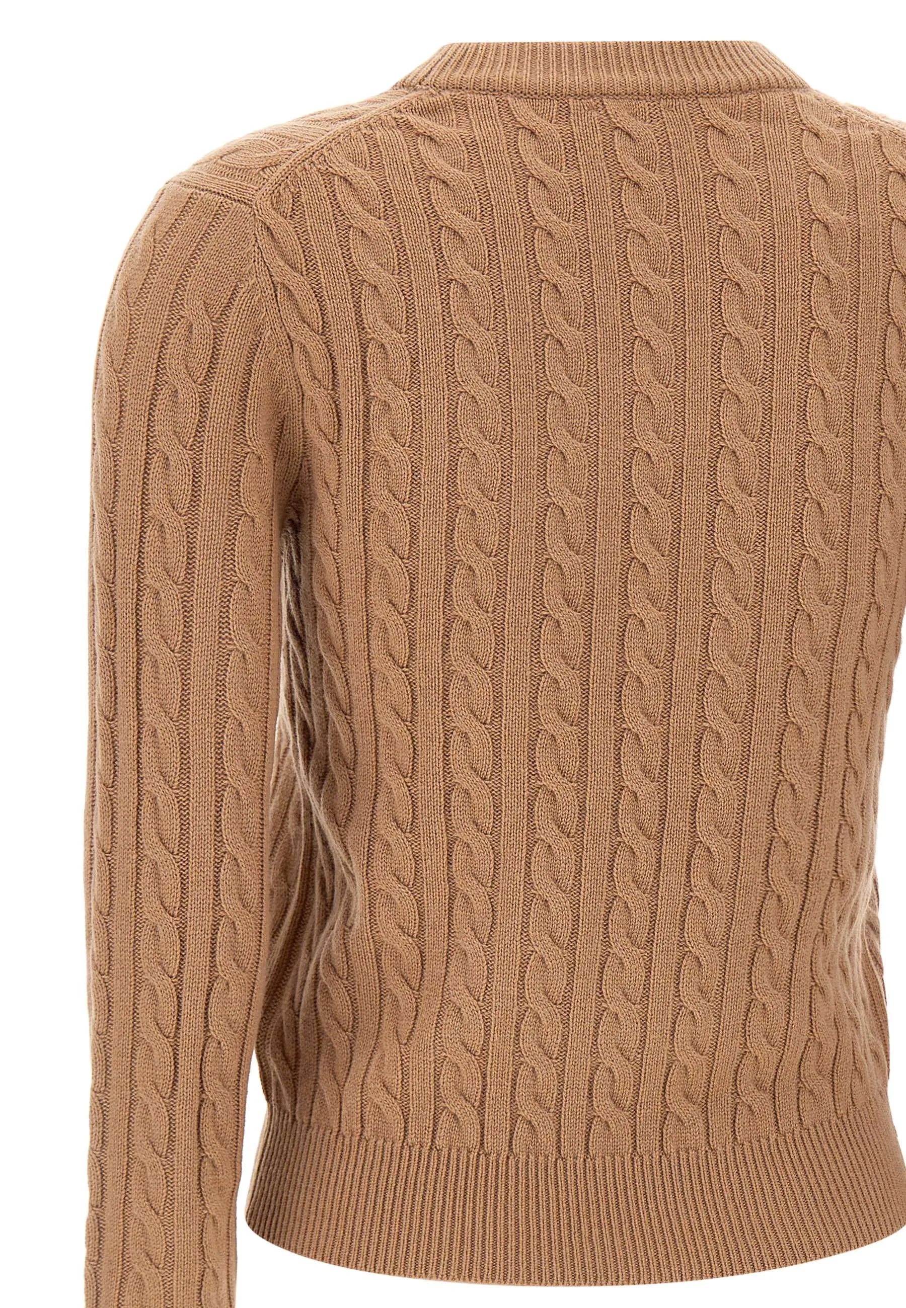 Beige Cable-Knit Cardigan for Women