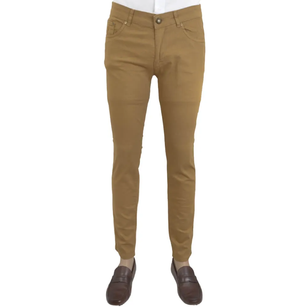 Camel Stretch Cotton Five Pocket Trousers