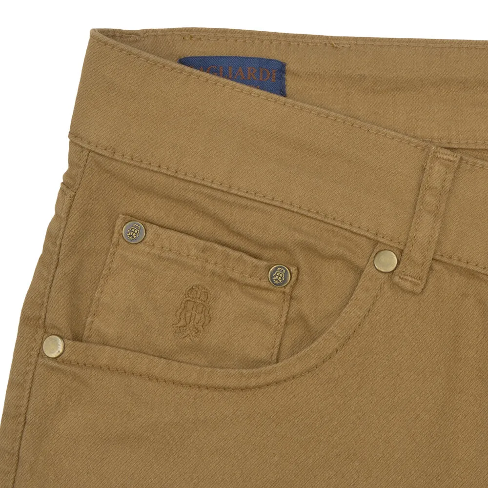 Camel Stretch Cotton Five Pocket Trousers