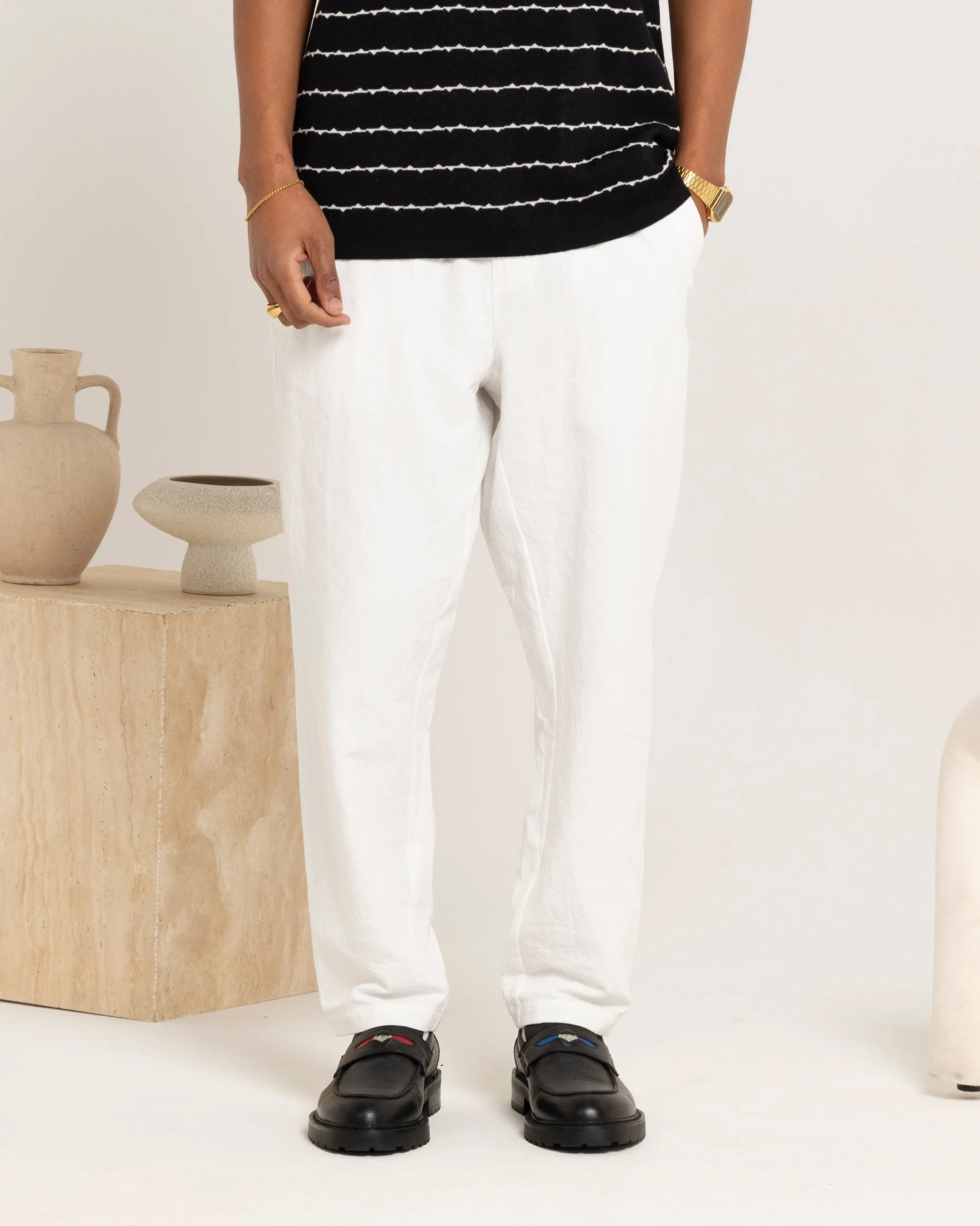 Carre Luxe Linen Pants Off White