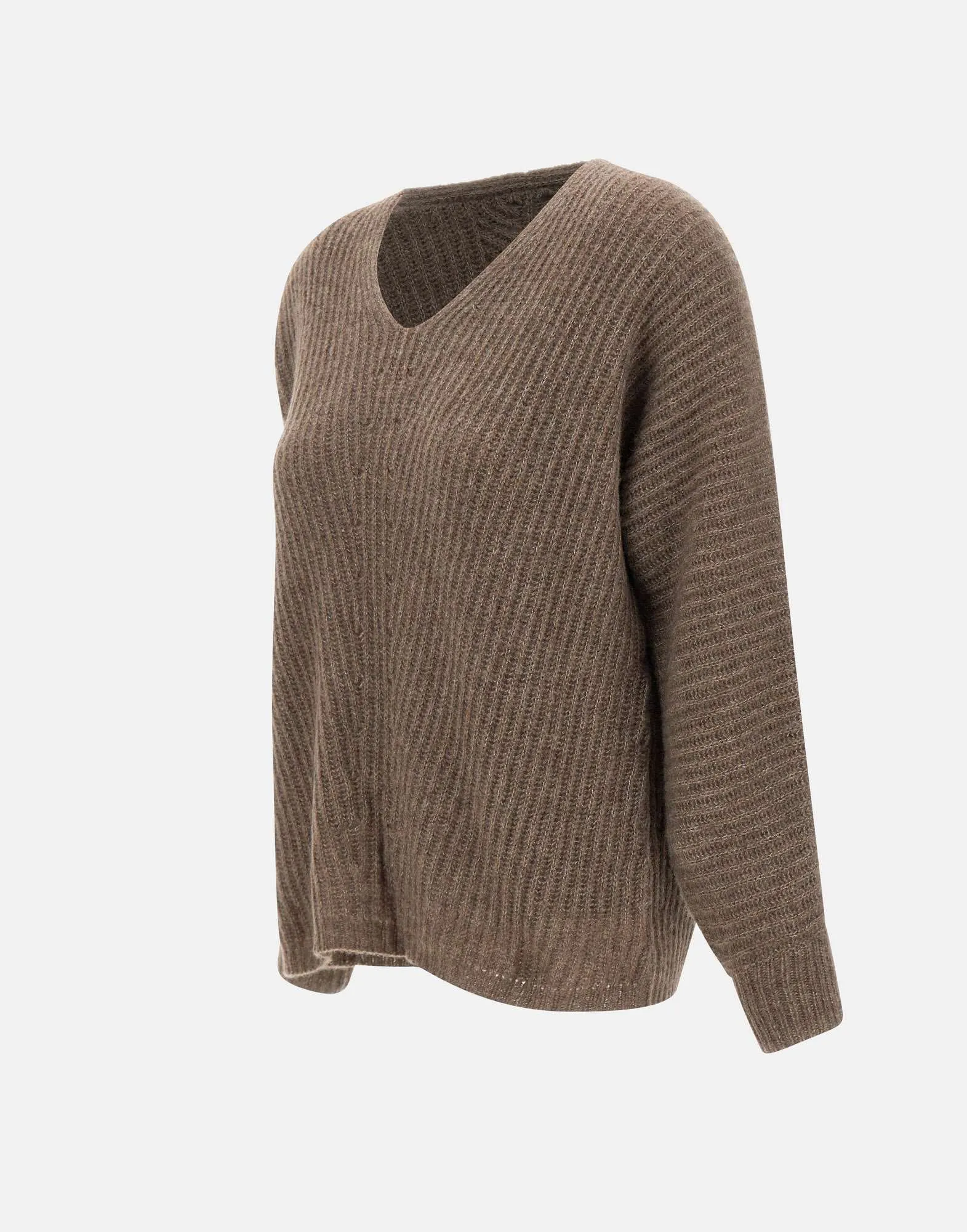 Cashmere Silk V-Neck Sweater in Dove Grey