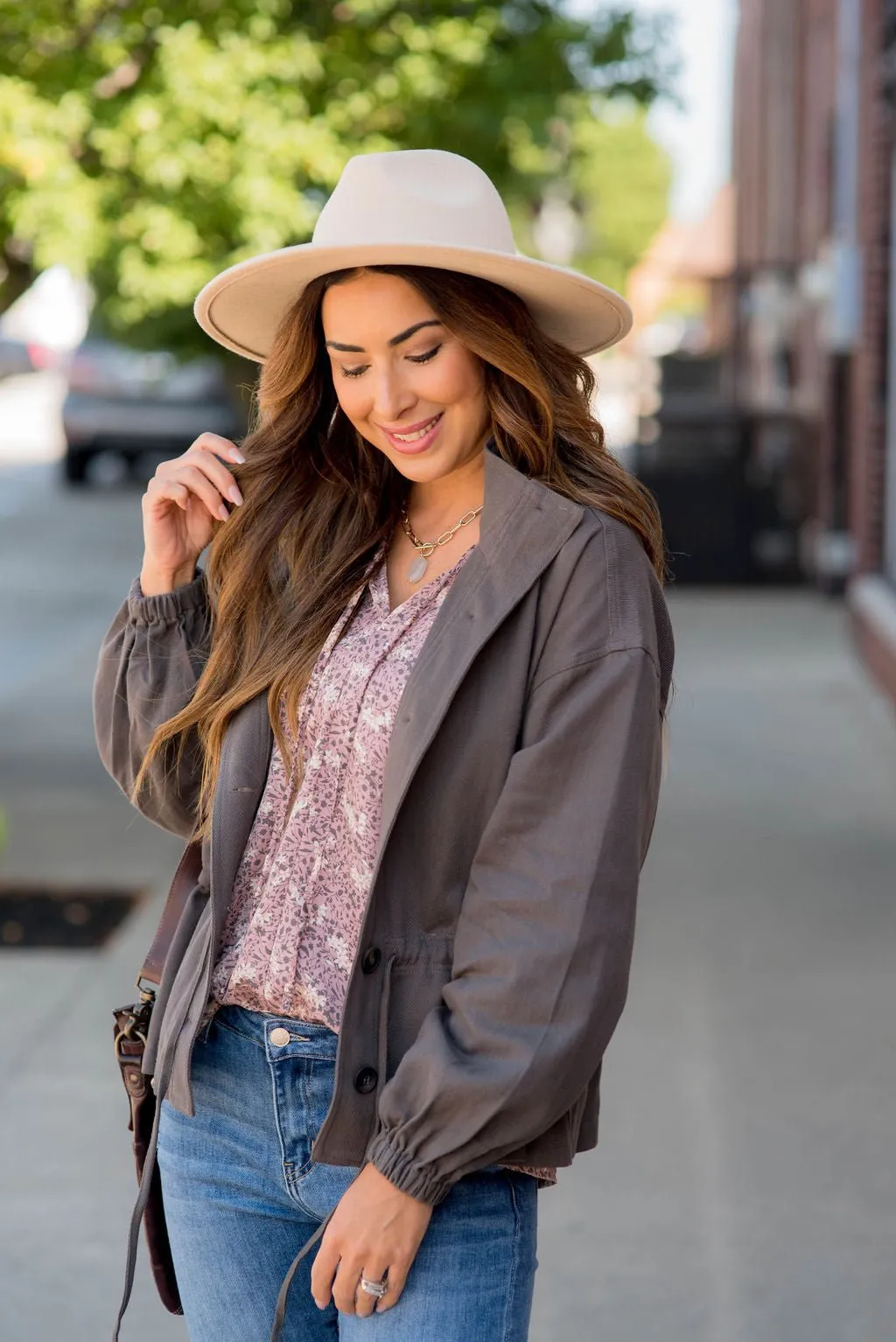 Cinched Waist Button Jacket