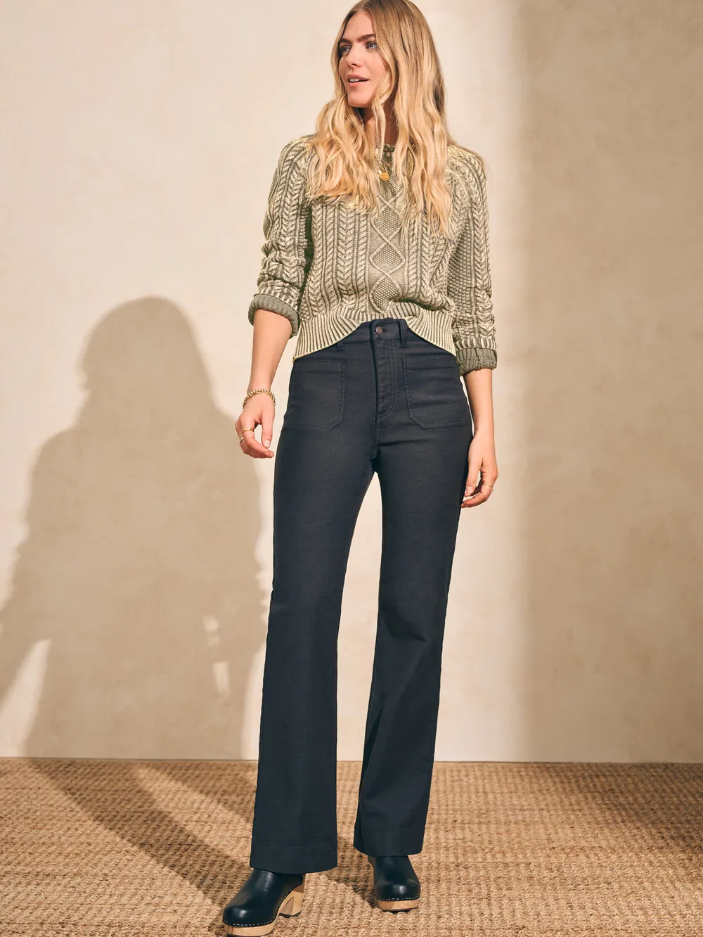 Faherty Stretch Terry Wide Leg Pant