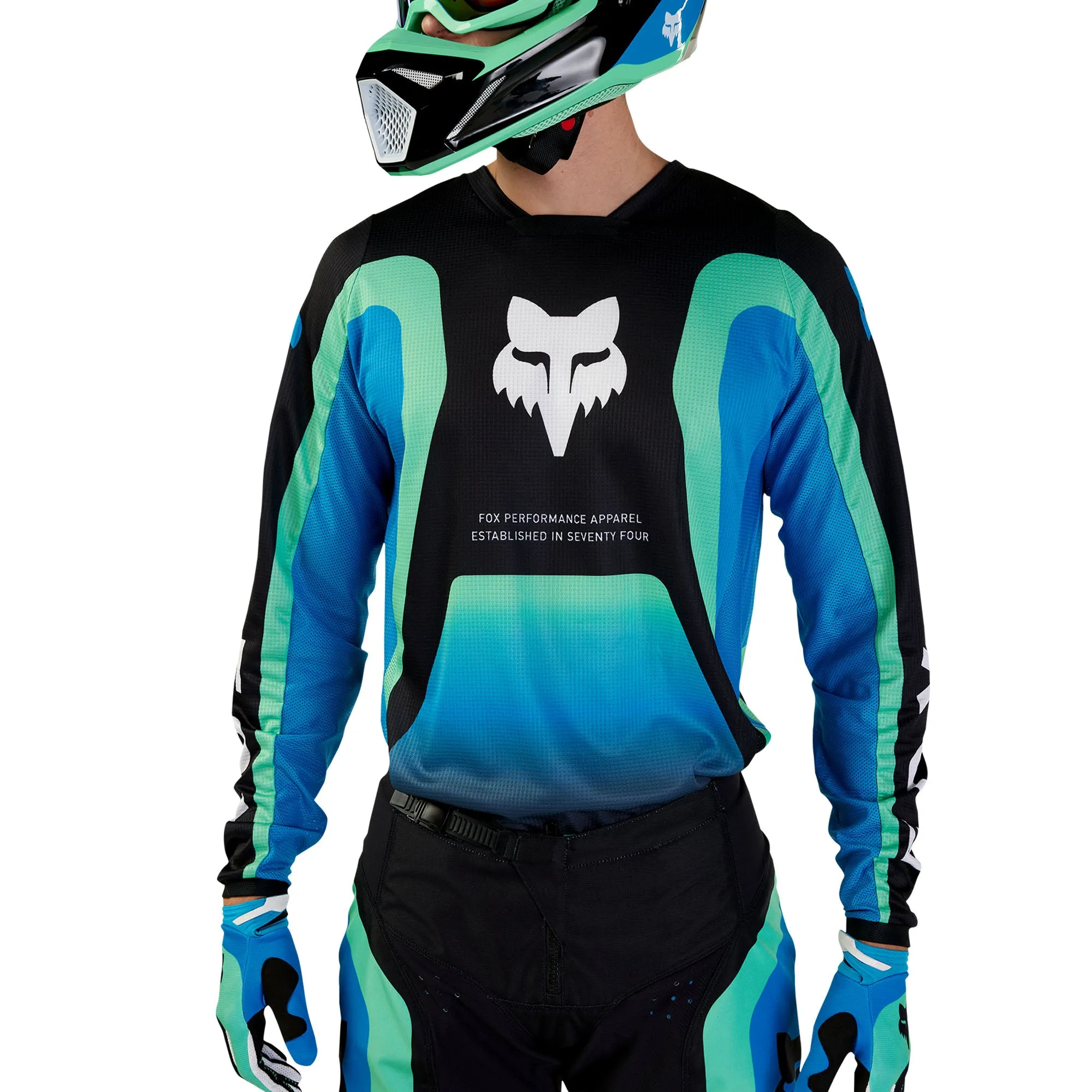 Fox Racing  Mens 180 Ballast Offroad Jersey Moisture Wicking Vented Black Blue