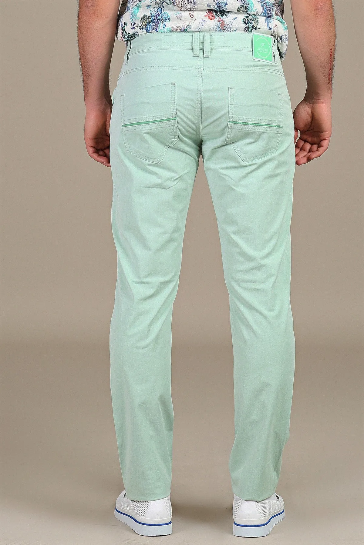 Green Stretch Cotton Pants