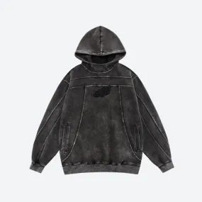 Grunge Dark Washed Embroidered Hoodie