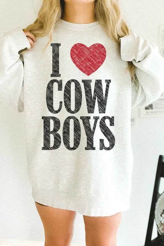 I LOVE COWBOYS WESTERN OVERSIZED SWEATSHIRT