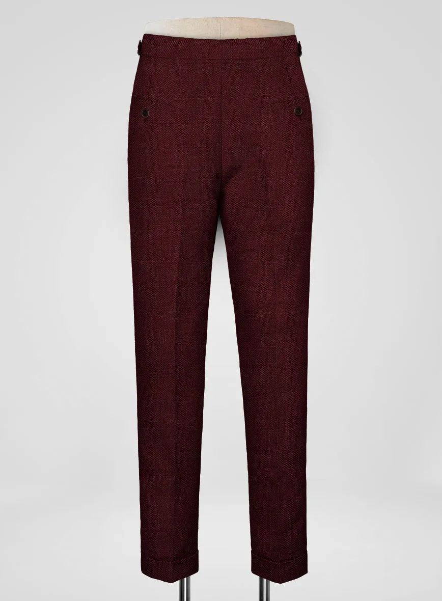 Italian Prato Maroon Linen Highland Trousers