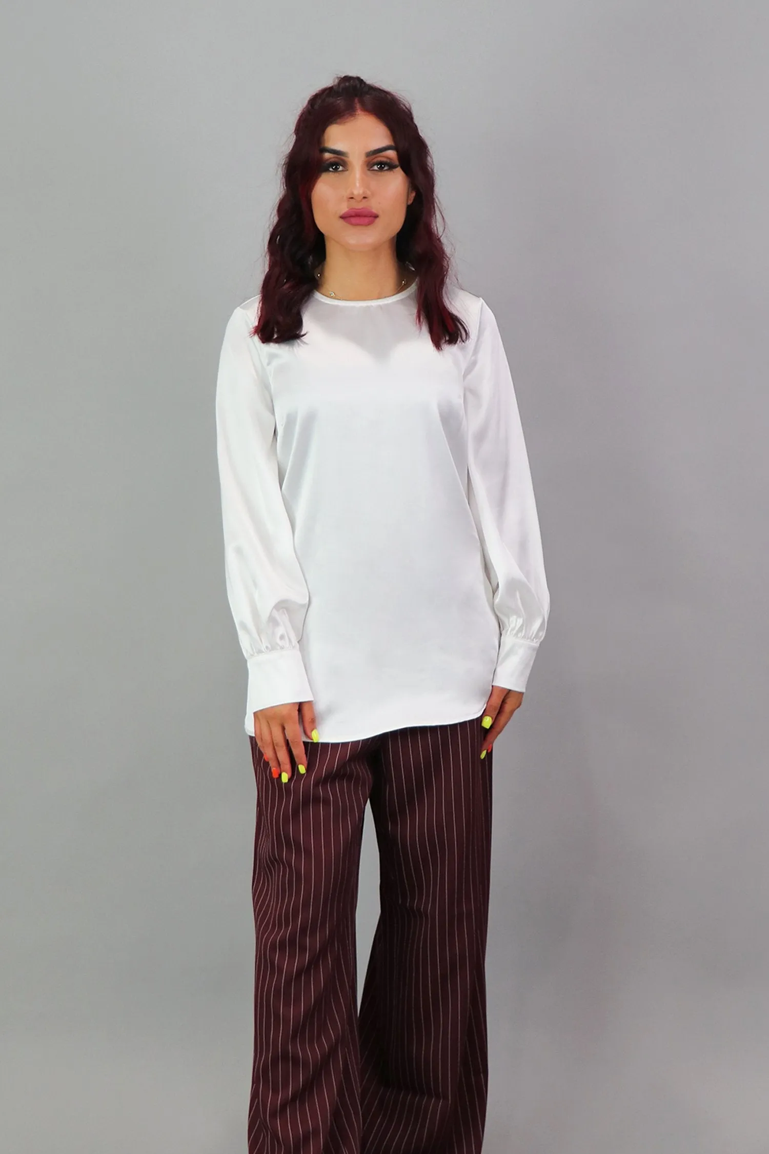 Lameera Satin Blouse - White