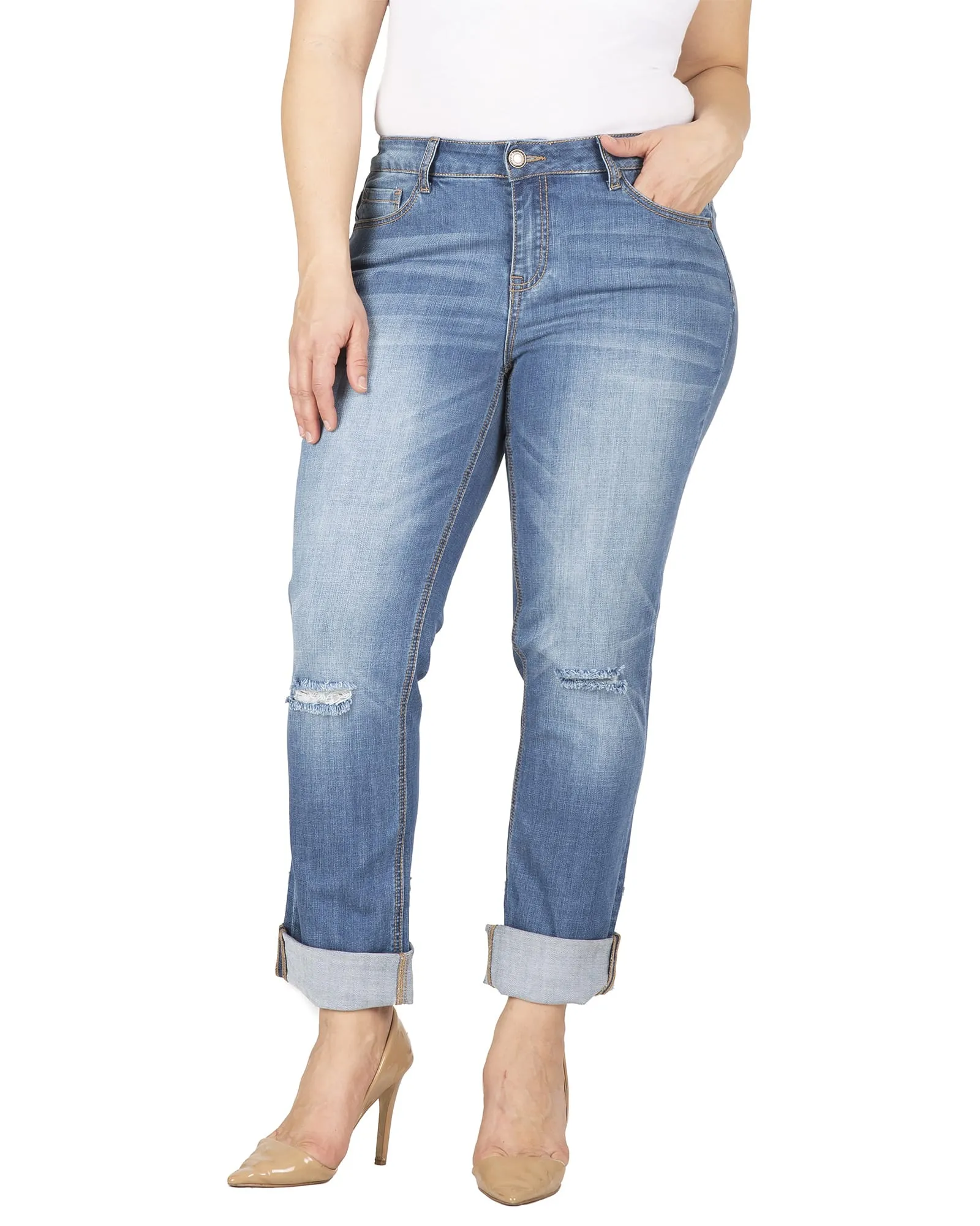 Lisa Raw Hem Boyfriend Jeans | 3178DKBLUE