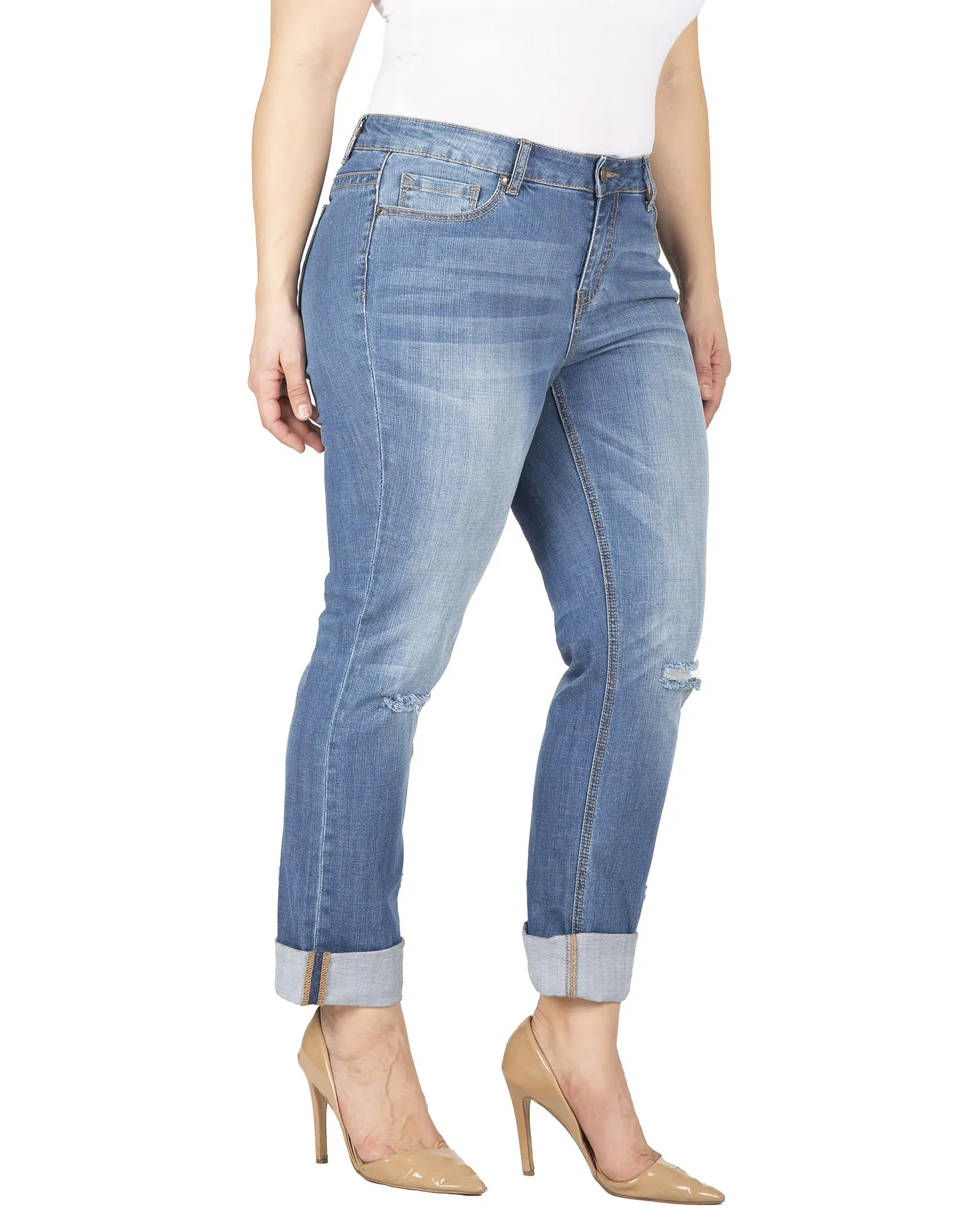 Lisa Raw Hem Boyfriend Jeans | 3178DKBLUE