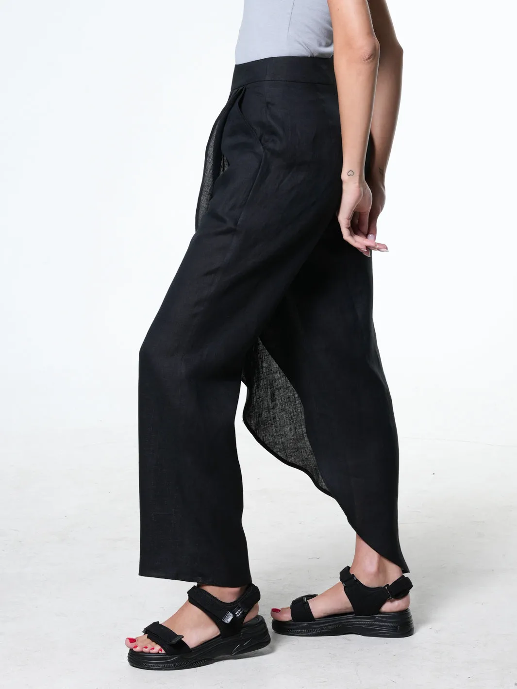 Loose Linen Pants In Black