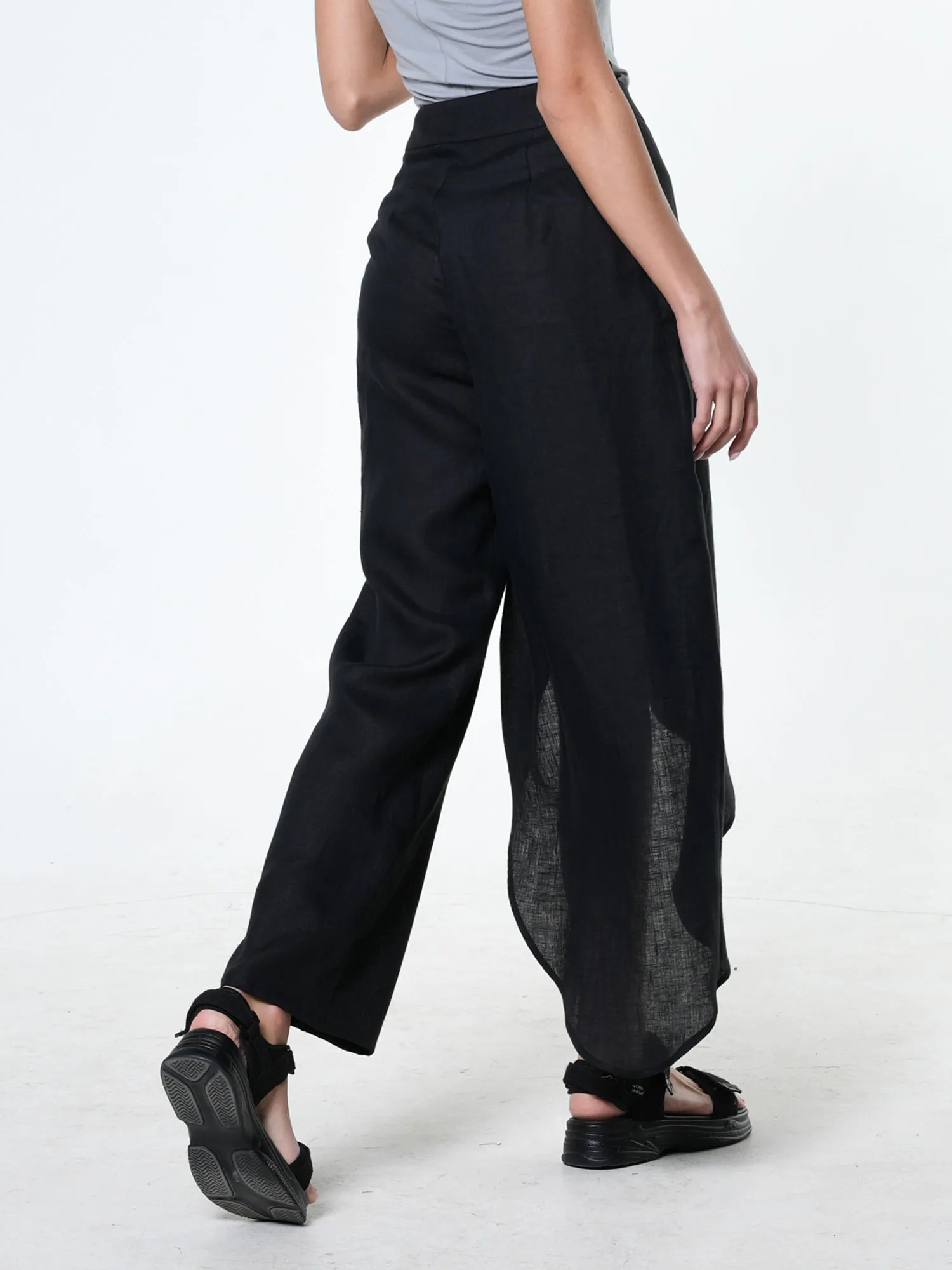 Loose Linen Pants In Black