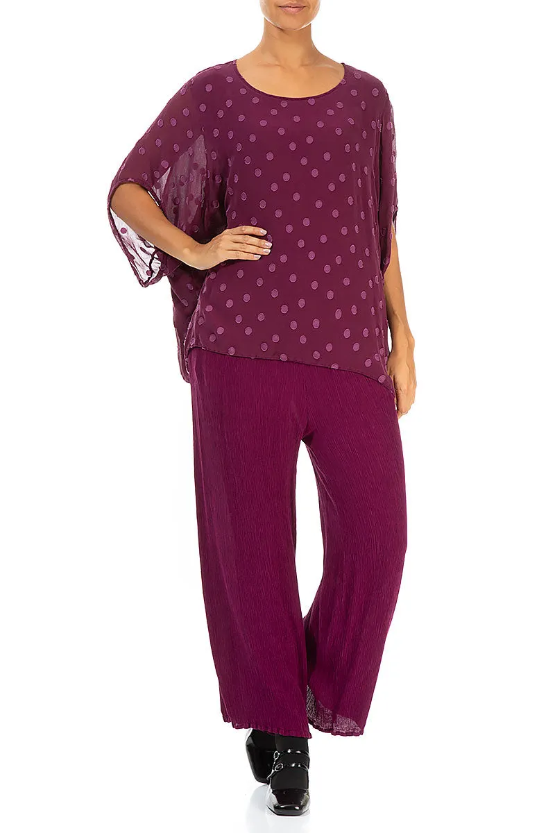 Loose Magenta Dotty Silk Blouse