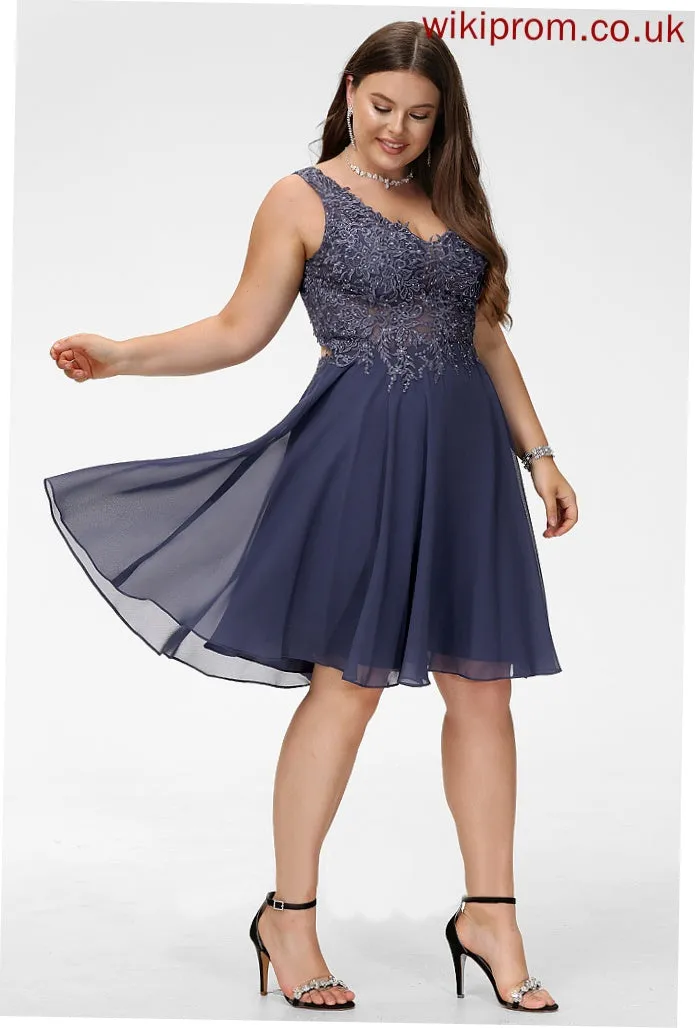 Lorelei Sleeveless Mini Chiffon A-line Dresses Beading Lace Lace V-Neck Chiffon Club Dresses