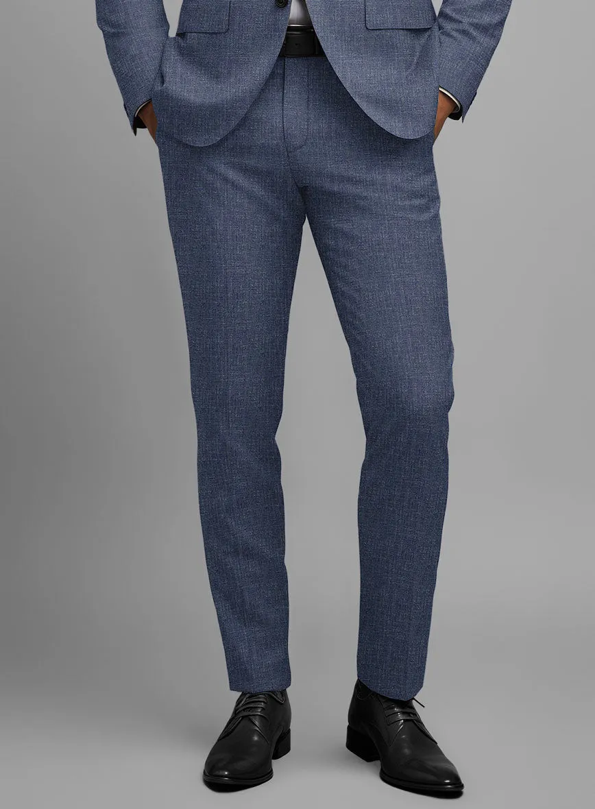 Noble Indigo Blue Wool Silk Linen Pants