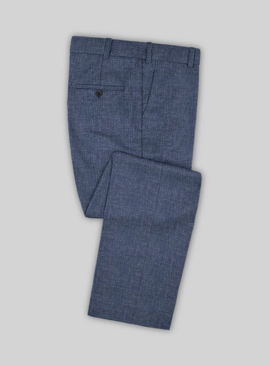 Noble Indigo Blue Wool Silk Linen Pants