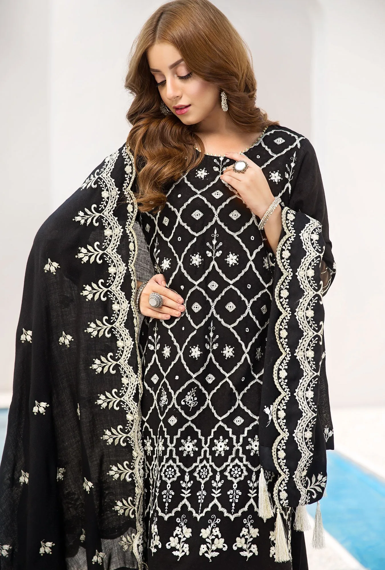 Noor by Saadia Asad Winter Collection 2019 – D1-Black