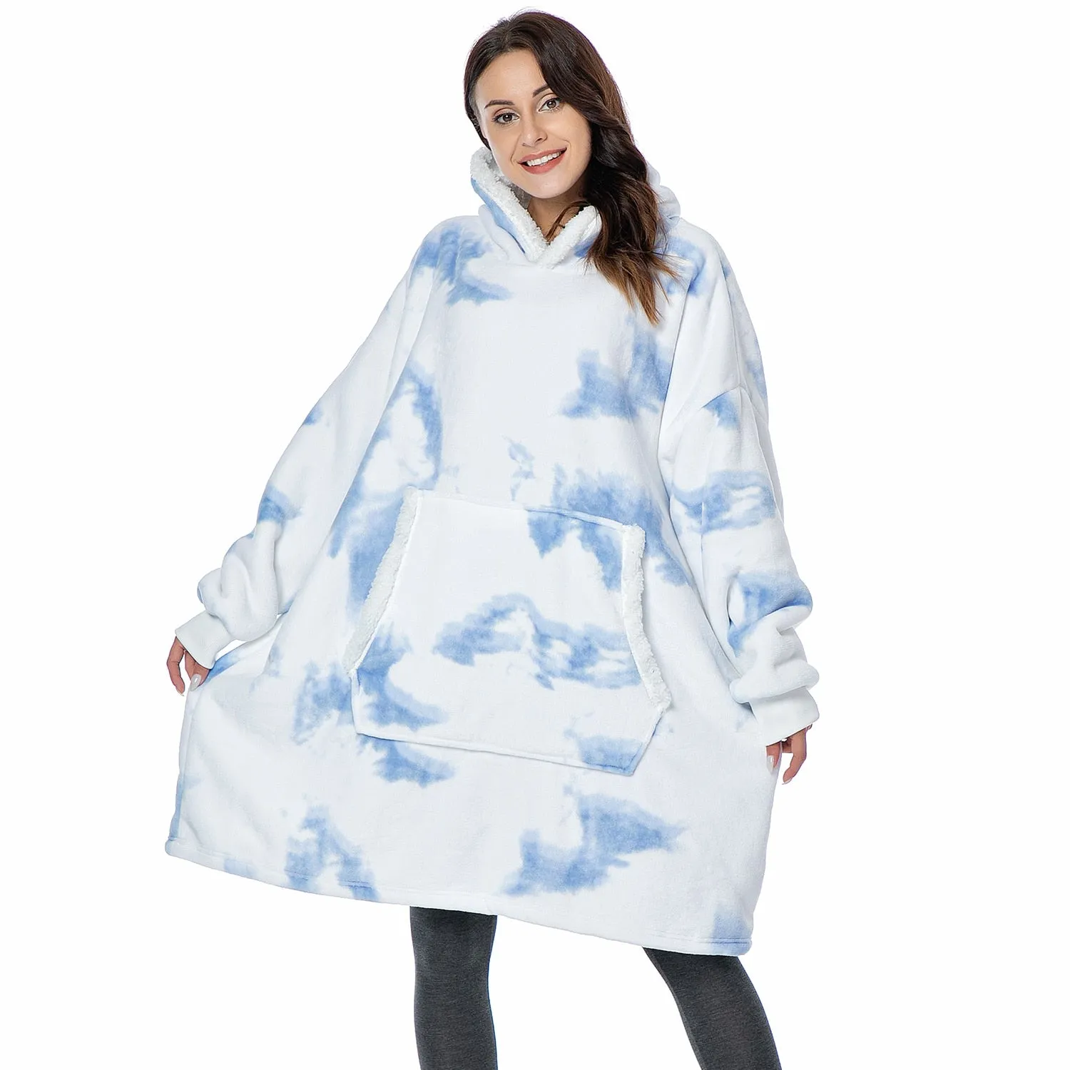 Oversized Hoodie Sweatshirt Women Tie Dye Hoodies Fleece Giant Wearable Blanket