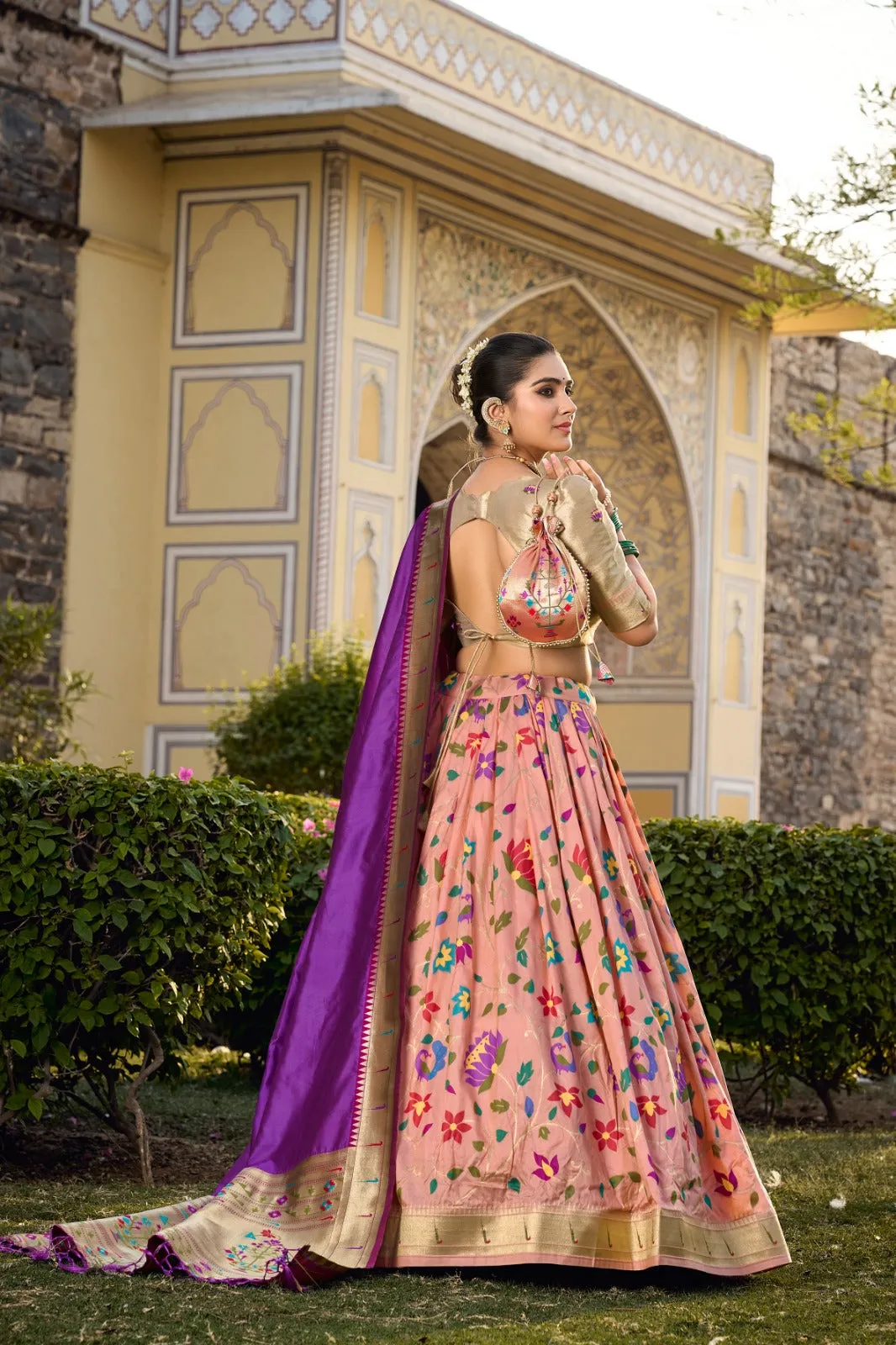 Paithani Jacquard Silk Weaving Zari Worked Lehenga Choli