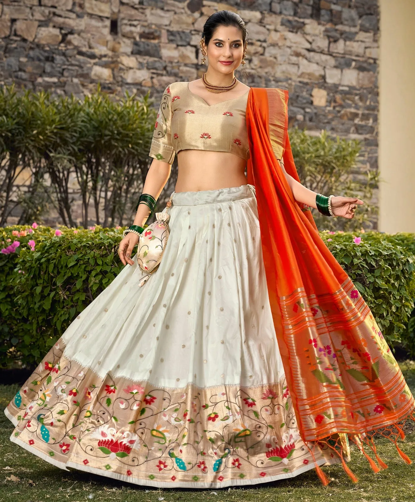 Paithani Jacquard Silk Weaving Zari Worked Lehenga Choli