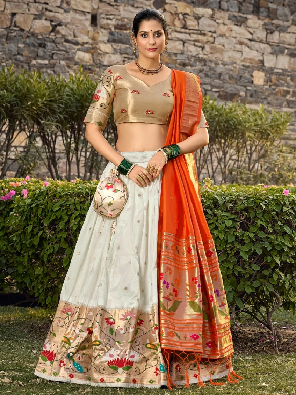 Paithani Jacquard Silk Weaving Zari Worked Lehenga Choli