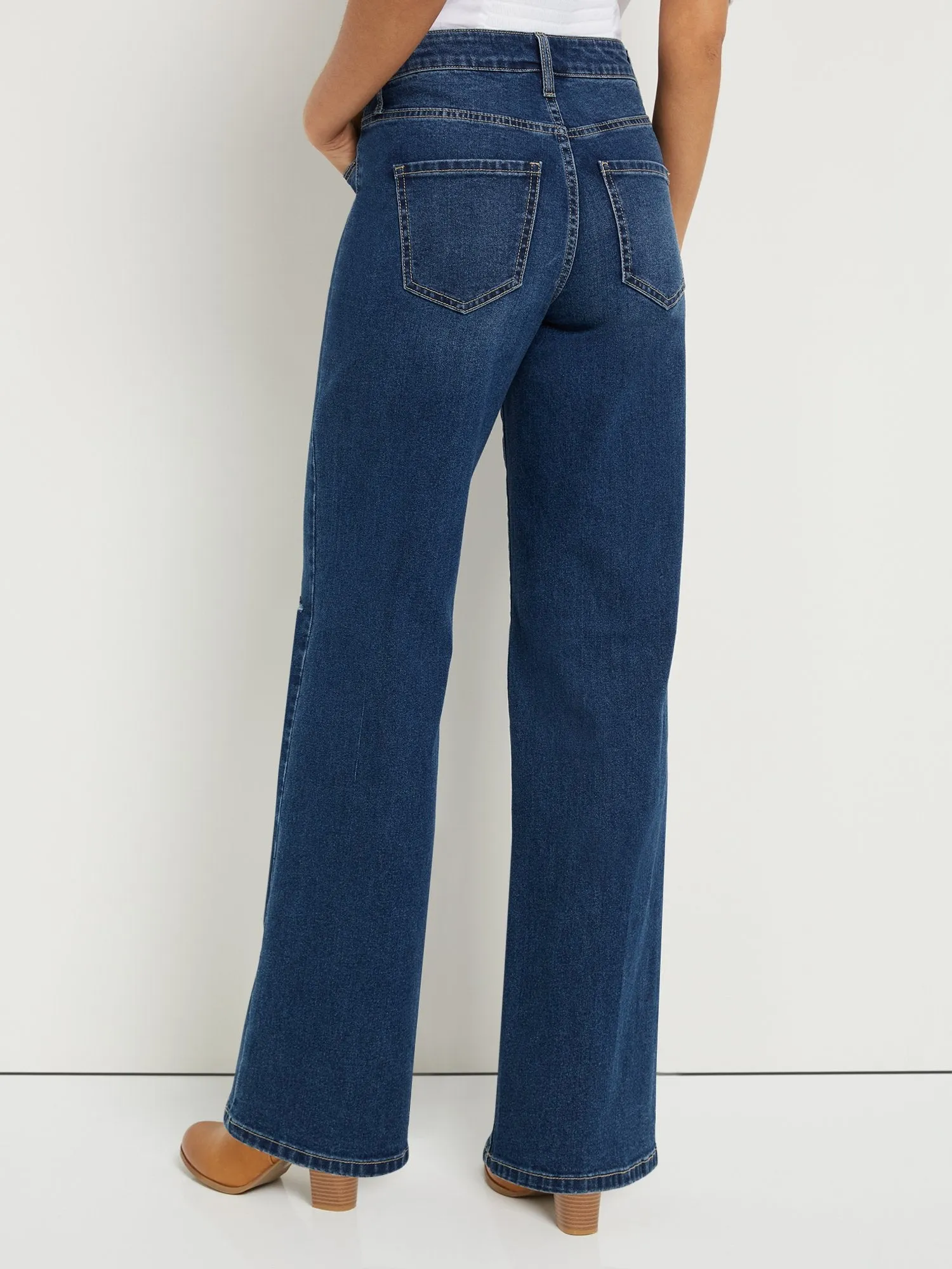 Petite Ultra High-Waisted Wide-Leg Jeans - Dark Wash