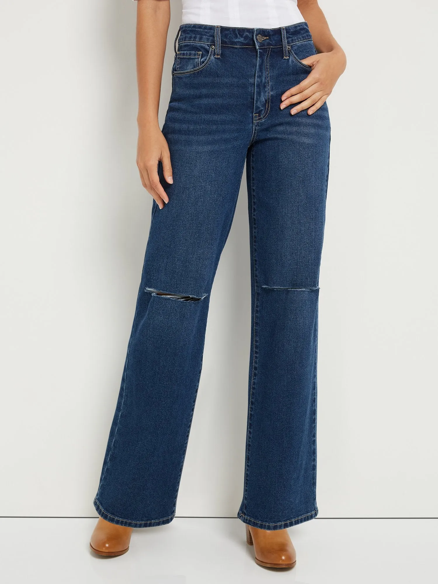 Petite Ultra High-Waisted Wide-Leg Jeans - Dark Wash