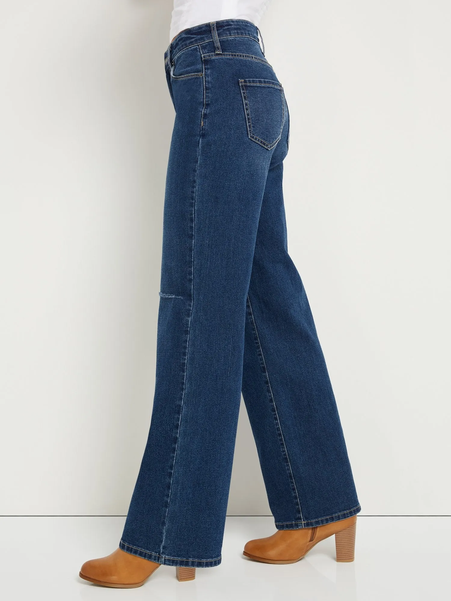 Petite Ultra High-Waisted Wide-Leg Jeans - Dark Wash