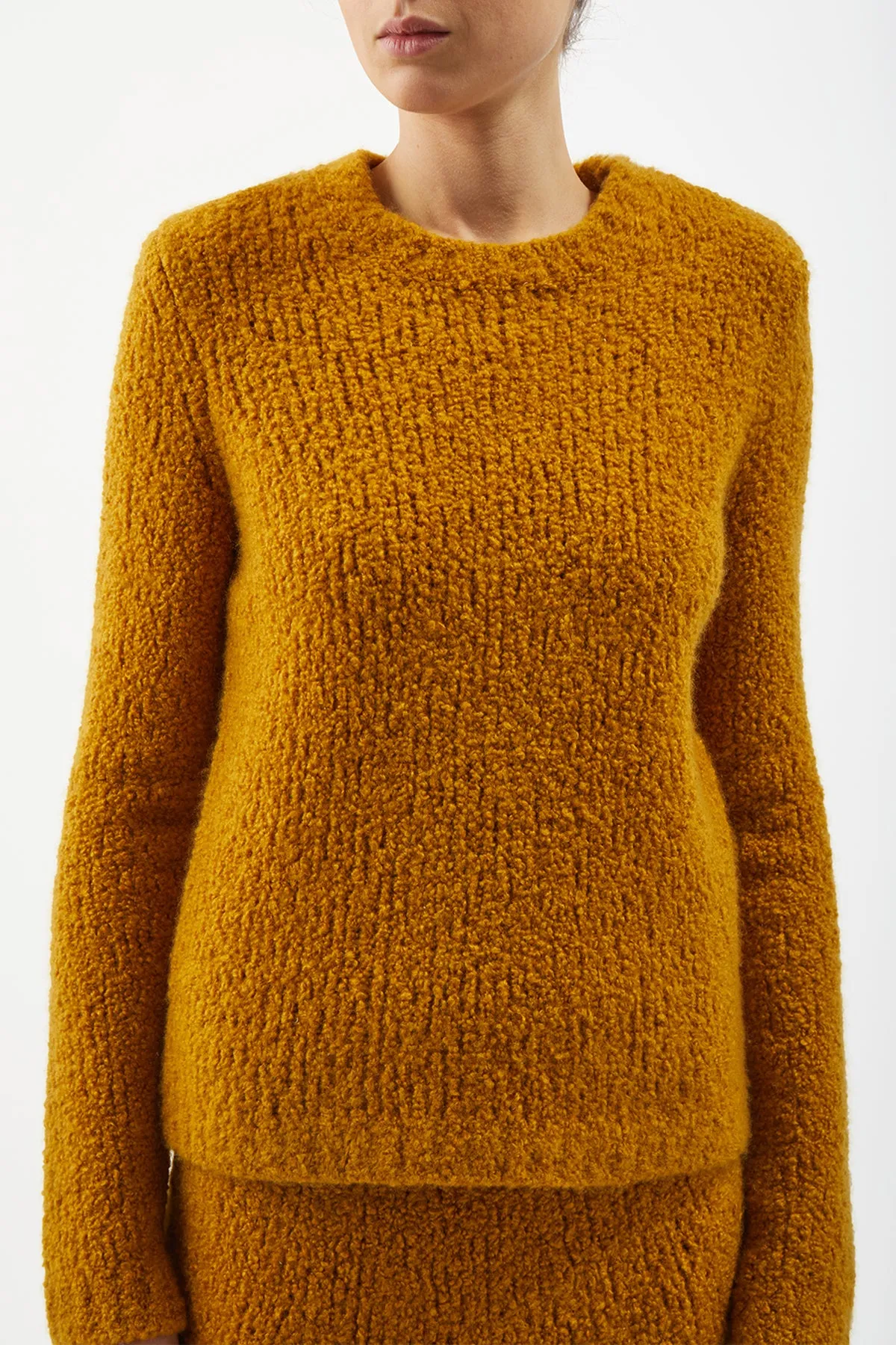 Philippe Knit Sweater in Saffron Cashmere Silk Boucle