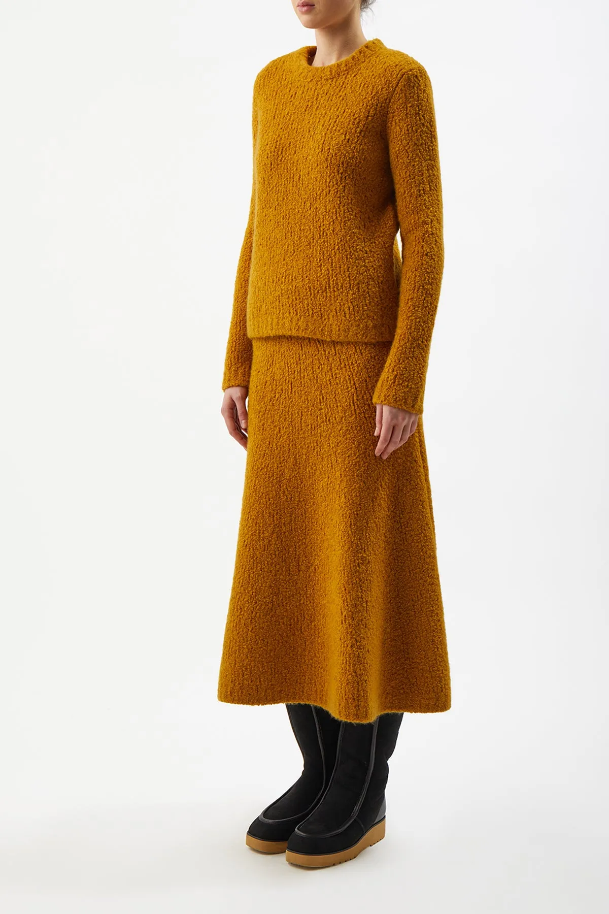 Philippe Knit Sweater in Saffron Cashmere Silk Boucle