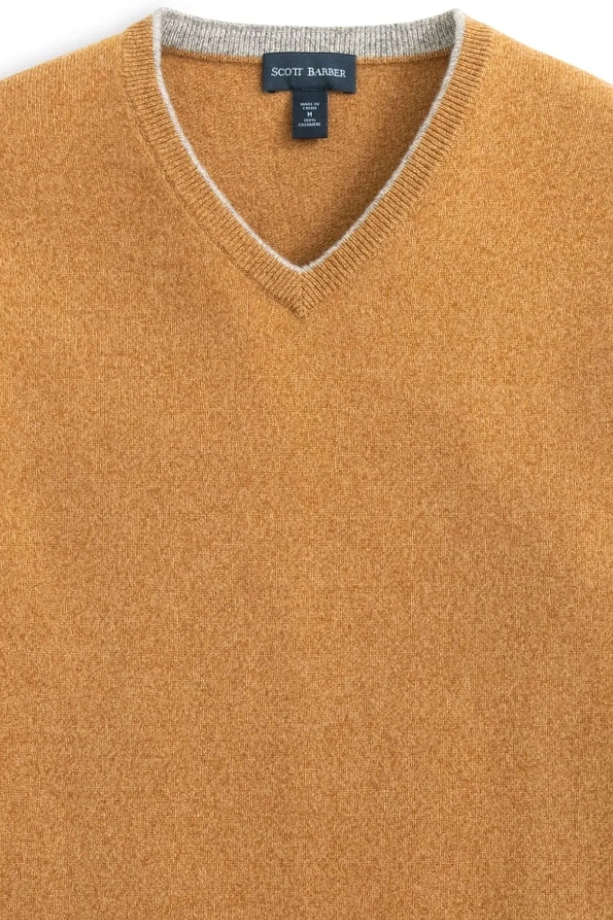 Pure Cashmere Mouliné V-Neck Sweater in Toast by Scott Barber