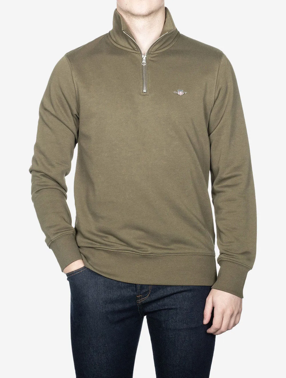 Regular Fit Shield Half Zip Sweat Juniper Green