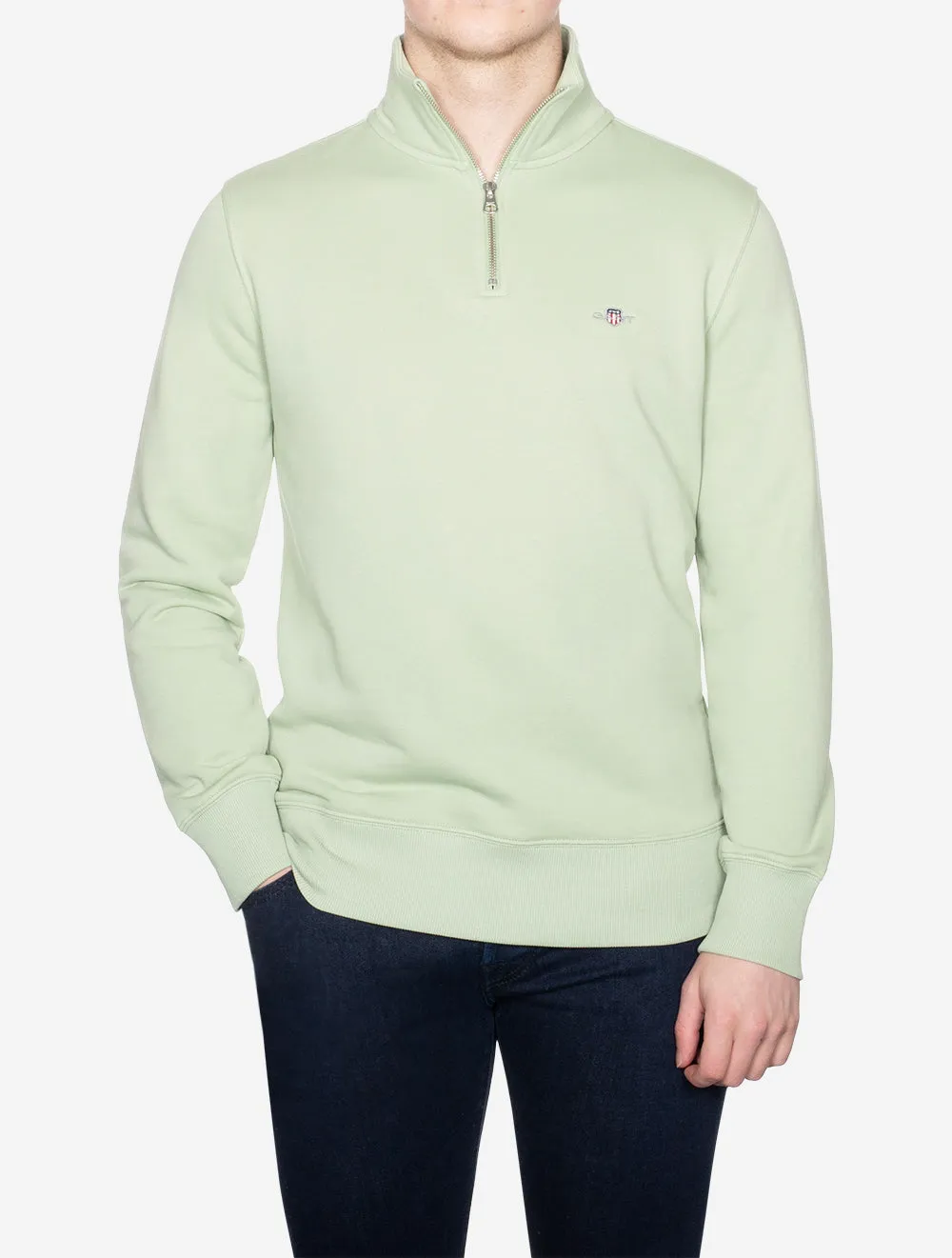 Regular Fit Shield Half Zip Sweat Milky Matcha