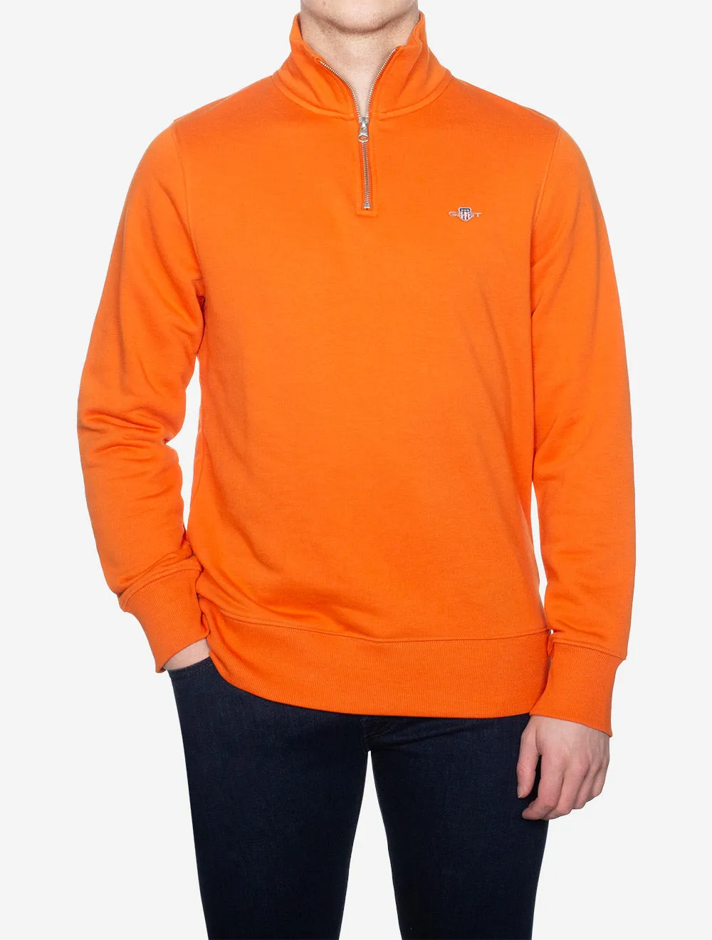 Regular Fit Shield Half Zip Sweat Pumpkin Orange