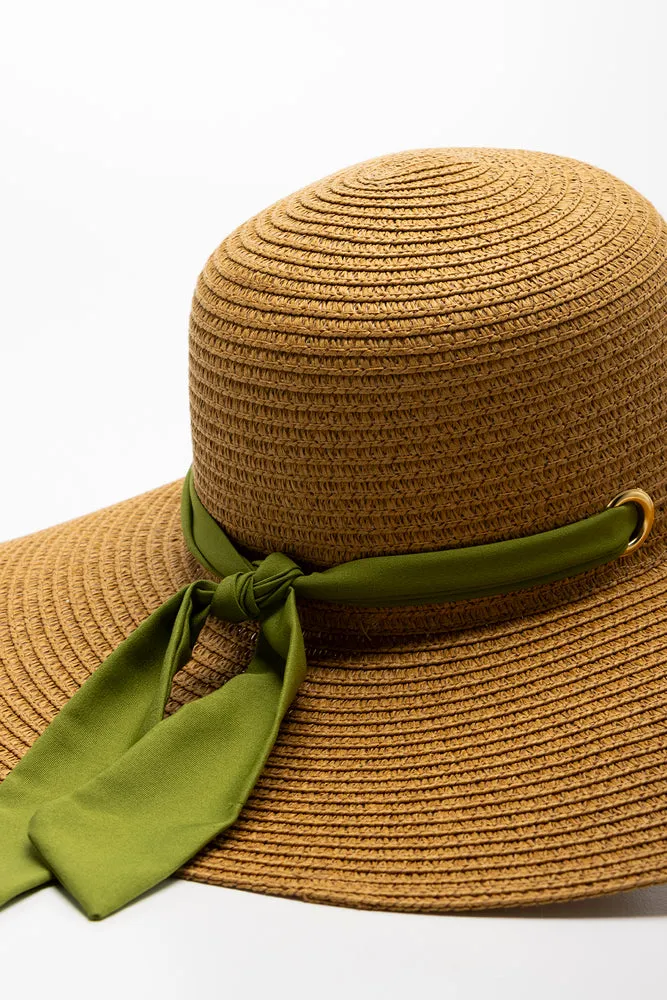 Ribbon Floppy Sunhat Natural And Green